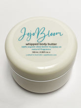 Load image into Gallery viewer, Jojo Bloom whipped body butter 100% organic Shea butter, Jojoba oil, with Natural fragrance. 100mL
